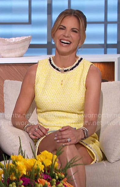 Natalie’s yellow tweed mini dress on The Talk