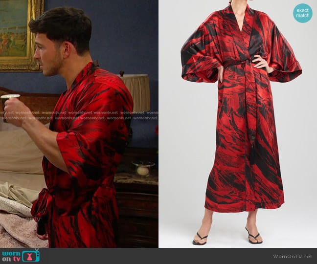 Josie Natori Haori Silk Robe worn by Alexander Kiriakis (Robert Scott Wilson) on Days of our Lives