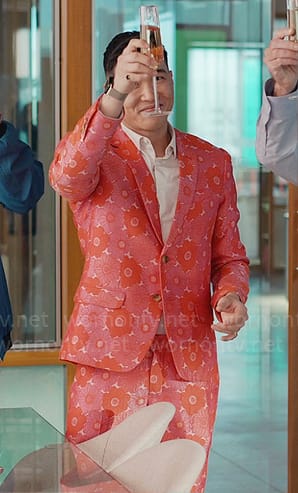 Nicholas's red and pink floral suit on Loot