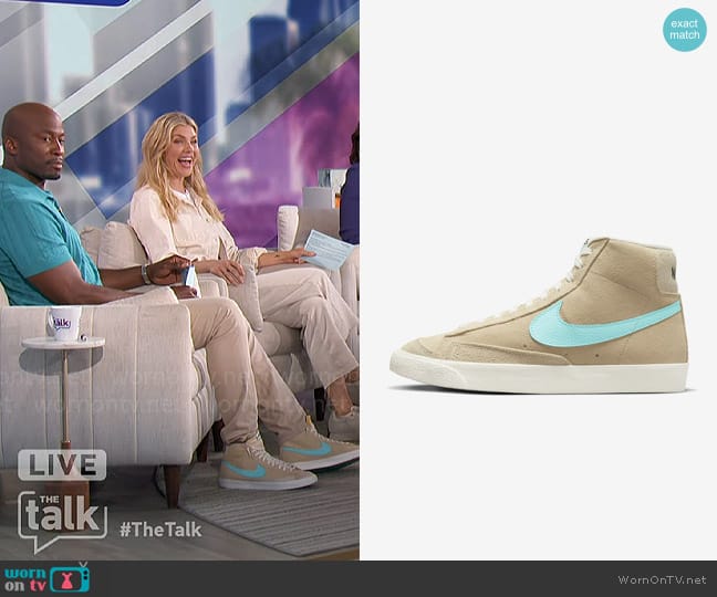 Nike Blazer Mid '77 SE in Desert Ore/Sail/Black/Light Aqua worn by Akbar Gbajabiamila on The Talk