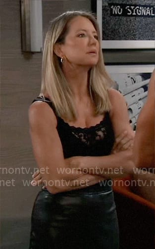 Nina's black lace tank top on General Hospital