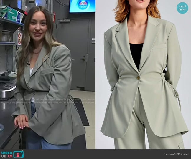 Nomia Gathered Cut Out Blazer in Menthe worn by Skyler Bouchard Oppenheim on Today