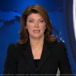 Norah's black puff sleeve blazer on CBS Evening News