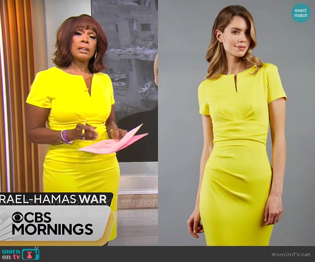 Nora Gardner Donna Dress in Blazing Yellow worn by Gayle King on CBS Mornings