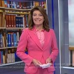 Norah’s pink blazer and skirt on CBS Evening News