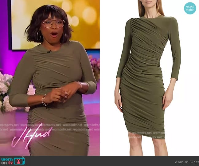 Norma Kamali Diana Shirred Jersey Knee-Length Dress worn by Jennifer Hudson on The Jennifer Hudson Show