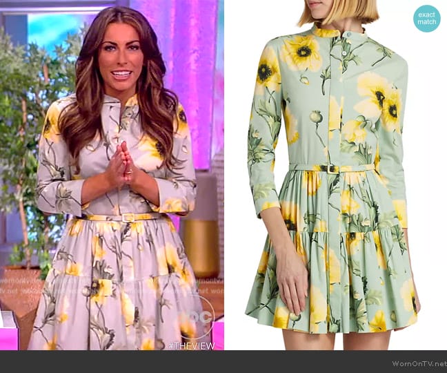 Oscar de la Renta Poppies Stretch-Cotton Belted Tiered Minidress worn by Alyssa Farah Griffin on The View