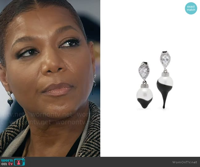 Ottolinger Drip-motif drop earrings worn by Robyn McCall (Queen Latifah) on The Equalizer