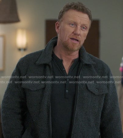 Owen's grey teddy jacket on Greys Anatomy