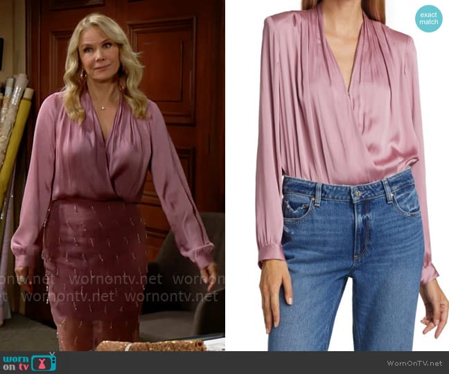 Paige Sevilla Bodysuit in Brushed Lilac worn by Brooke Logan (Katherine Kelly Lang) on The Bold and the Beautiful