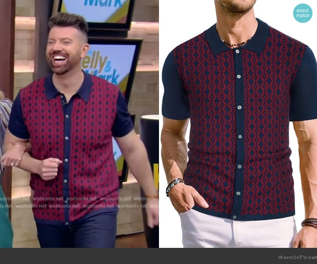 Paul Jones Contrast 70s Polo worn by Steve Patterson on Live with Kelly and Mark