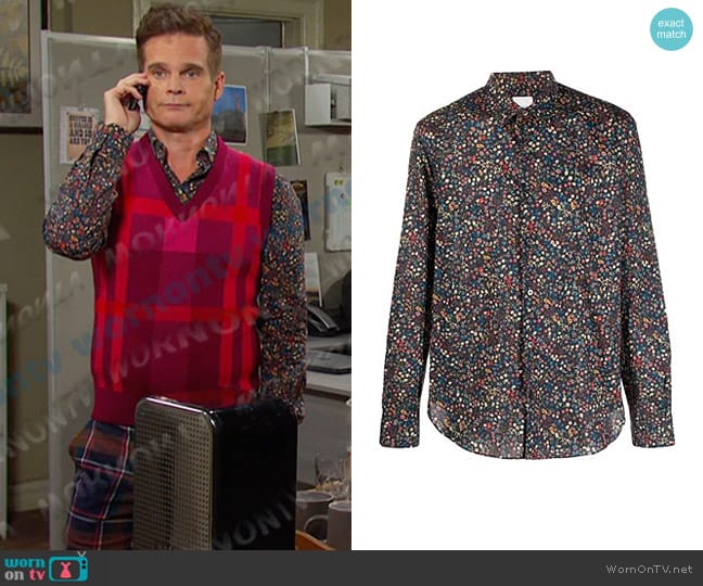 Paul Smith Floral-Print Organic-Cotton Shirt worn by Leo Stark (Greg Rikaart) on Days of our Lives