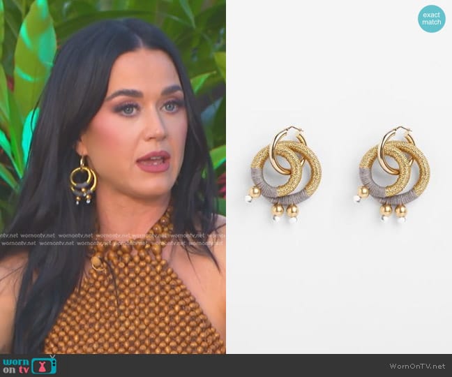 Pichulik Gravity Gold earrings worn by Katy Perry on American Idol