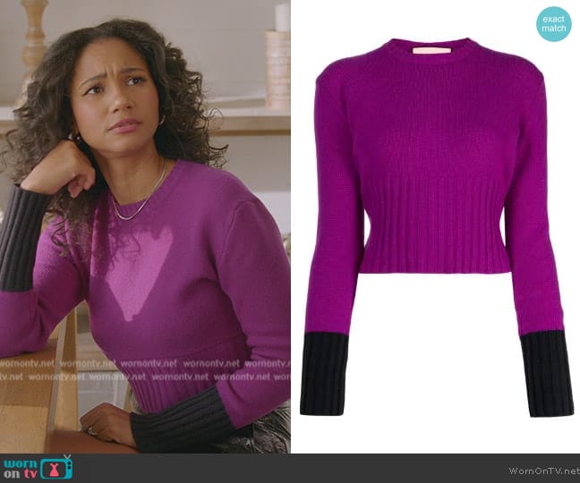 Plan C Two-toned cropped jumper worn by Layla Keating (Greta Onieogou) on All American