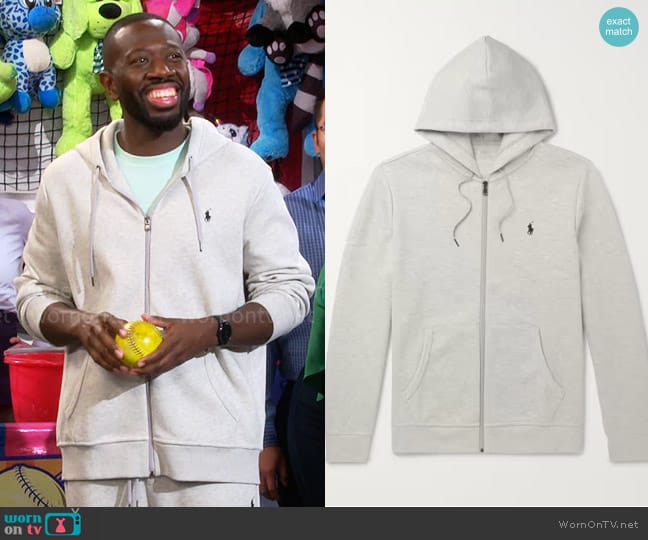 Polo Ralph Lauren Mélange Jersey Zip-Up Hoodie worn by Malcom (Sheaun McKinney) on The Neighborhood