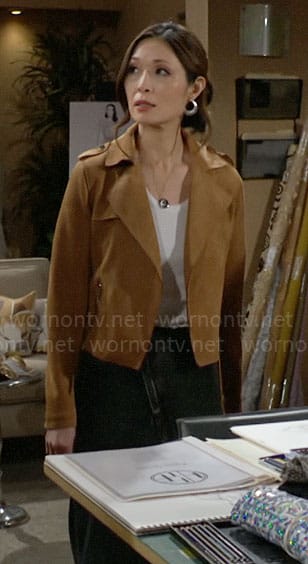 Poppy's suede jacket on The Bold and the Beautiful