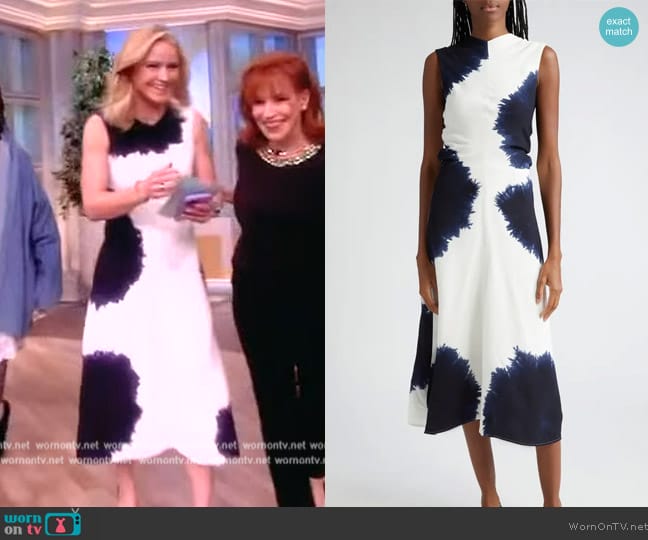 Proenza Schouler Ella Print Crepe Midi Dress worn by Sara Haines on The View