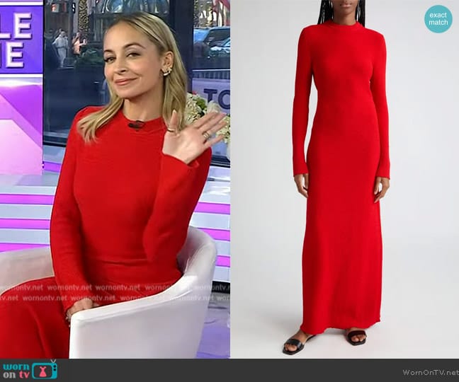 Proenza Schouler Lara Boucle Cut-Out Back Maxi Dress worn by Nicole Richie on Today