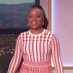 Quinta’s cutout stripe top and skirt on The Jennifer Hudson Show