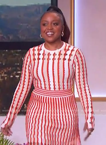 Quinta’s cutout stripe top and skirt on The Jennifer Hudson Show