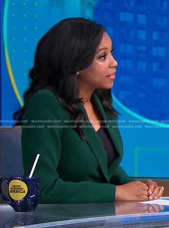 Rachel’s green blazer and pants on Good Morning America