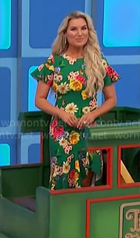 Rachel's green floral dress on The Price is Right