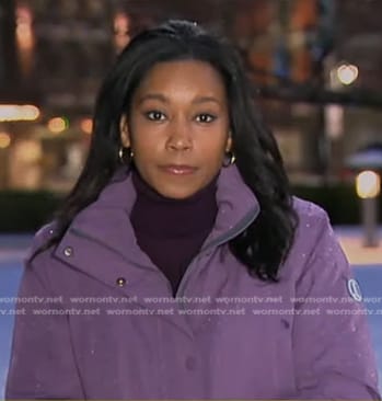 Rachel's lilac down jacket on Good Morning America