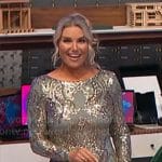 Rachel’s mint damask sequin long sleeve mini dress on The Price is Right