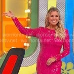 Rachel's pink sequin dress with long sleeves on The Price is Right