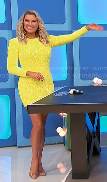 Rachel's yellow sequin mini dress on The Price is Right