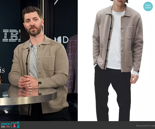 Rag & Bone Jayden Cotton Classic Fit Chore Cardigan Jacket worn by Will Marfuggi on E! News