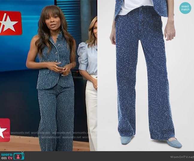 Rag and Bone Logan High Rise Wide Leg Jeans in Midtweed worn by Zuri Hall on Access Hollywood