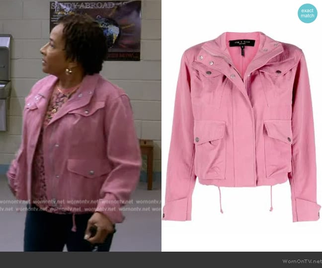 Rag and Bone multi-pocket cropped jacket worn by Lucretia Turner (Wanda Sykes) on The Upshaws