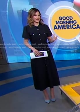 Rebecca’s navy utility shirtdress on Good Morning America