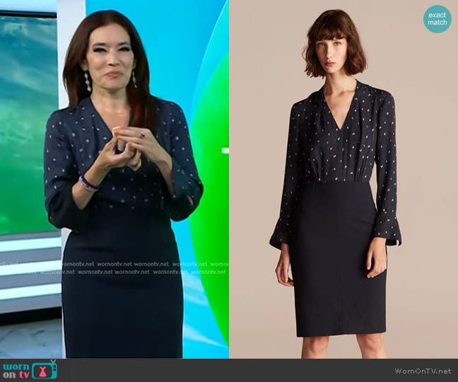 Rebecca Taylor Tailored Dashing Dot Dress in Dark Navy Combo worn by Amy E. Goodman on Today