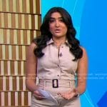 Reena’s beige sleeveless belted jumpsuit on Good Morning America