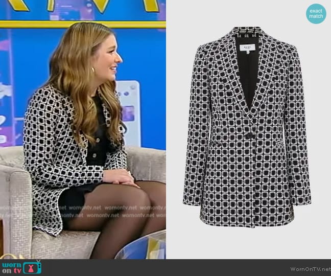 Reiss Bianca Embroidered Jacquard Single-Button Blazer worn by Janie Cureau on Tamron Hall Show