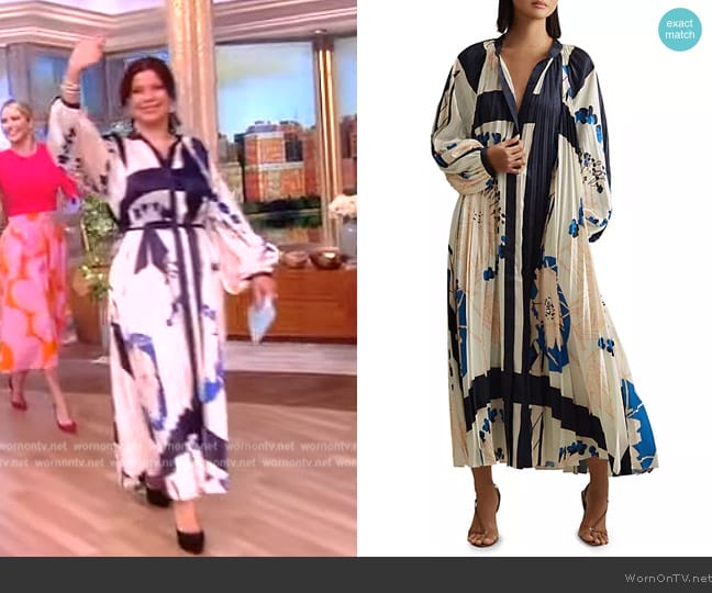 Reiss Daiya Pleated Maxi Dress worn by Ana Navarro on The View