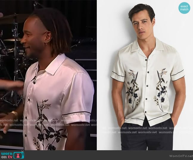 Reiss Fierro Floral Shirt worn by Scott Evans on Access Hollywood