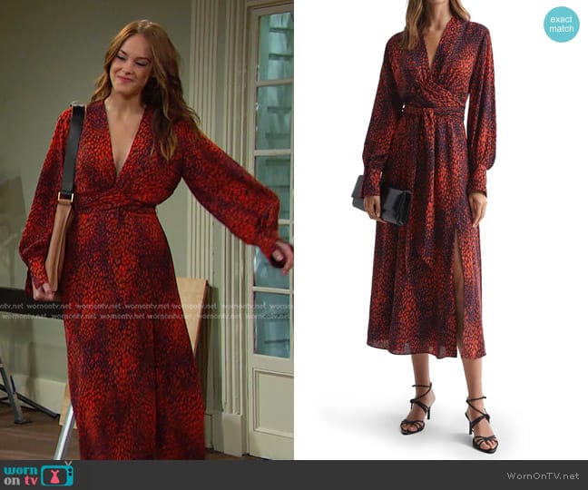 Reiss Maya Print Long Sleeve Maxi Dress worn by Stephanie Johnson (Abigail Klein) on Days of our Lives