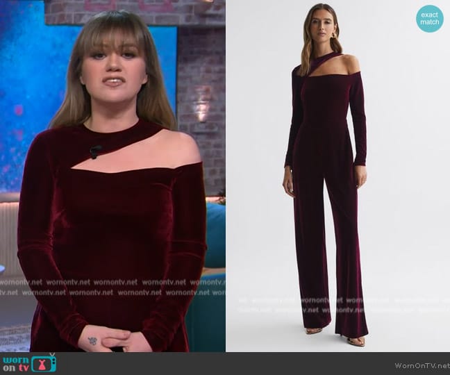 WornOnTV: Kelly’s red velvet cutout jumpsuit on The Kelly Clarkson Show ...