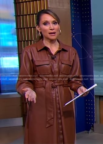 Rhiannon's brown leather shirtdress on Good Morning America