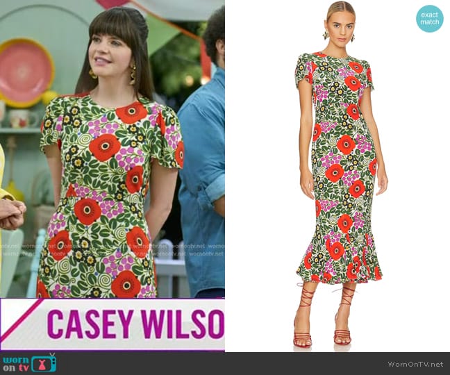 Rhode Lulani Dress in Aura Blossom worn by Casey Wilson on Today