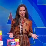 Rocsi's brown printed blouse and pants on Good Morning America