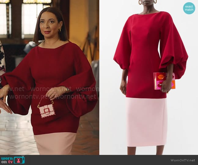 Roksanda Garance cutout-back puffed-sleeve dress worn by Molly Novak (Maya Rudolph) on Loot