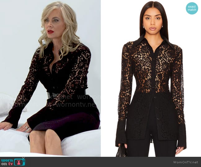 Ronny Kobo Hana Lace Shirt worn by Ashley Abbott (Eileen Davidson) on The Young and the Restless