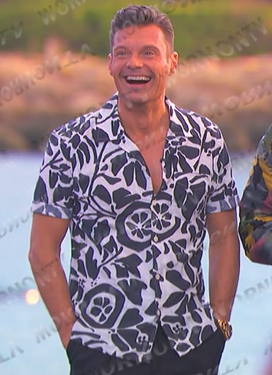 Ryan Seacrest’s black and white printed shirt on American Idol