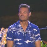 Ryan Seacrest’s blue bird print shirt on American Idol