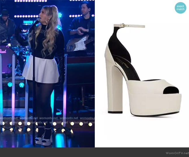 Saint Laurent Jodie 95 Platform Sandals worn by Meghan Trainor on The Kelly Clarkson Show