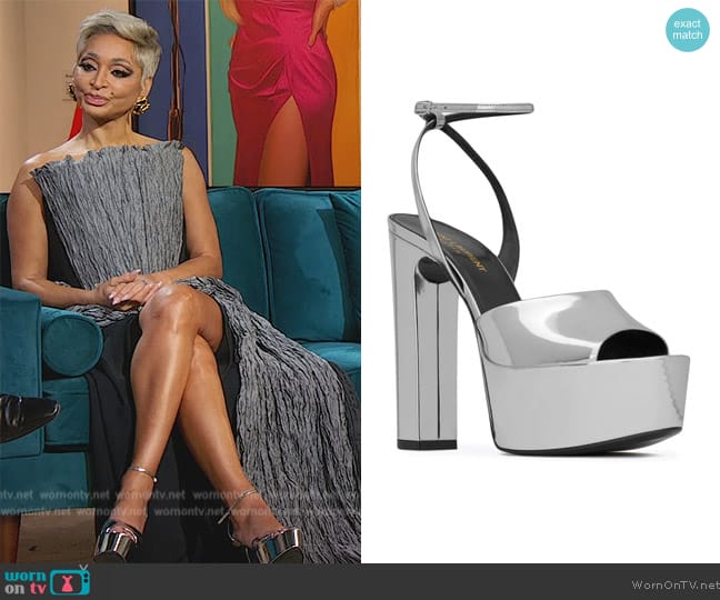 Saint Laurent Sexy 95mm patent leather pumps worn by Karen Huger on The Real Housewives of Potomac